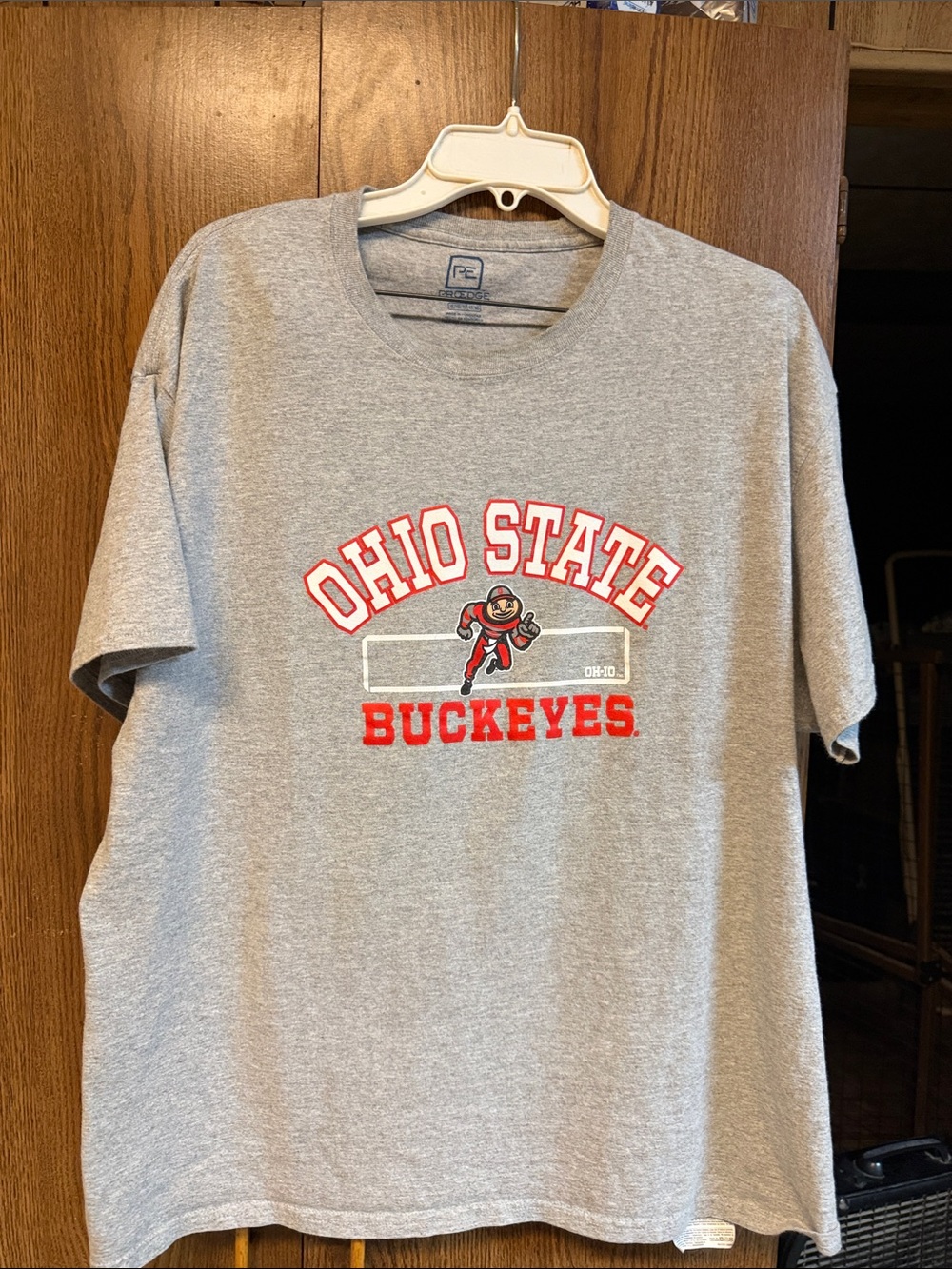 Russell Athletic Gray Ohio State Buckeyes Graphic Tee with Red Accents